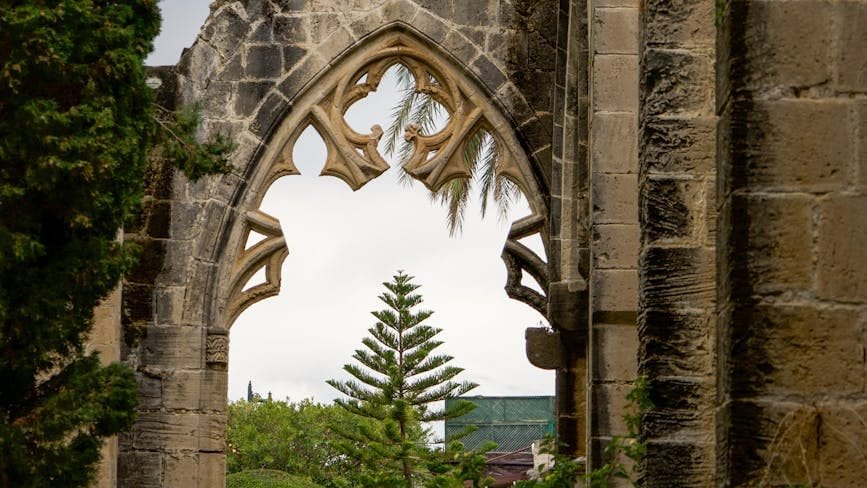 gothic archway remains in kyrenia cyprus
