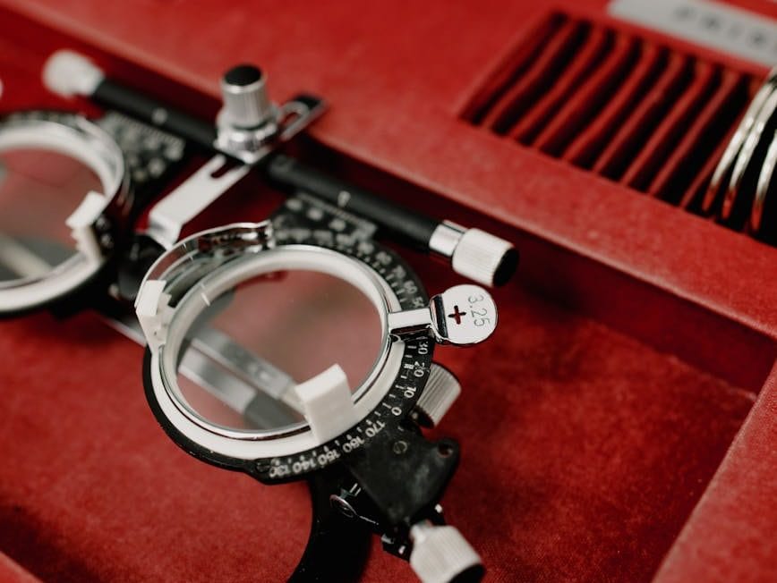 set of trial spectacle lenses in medical clinic